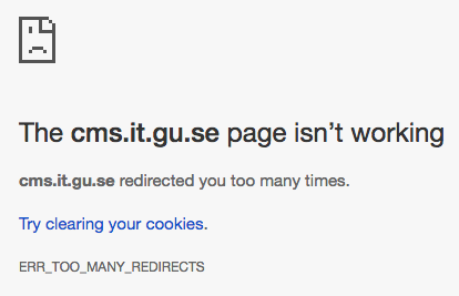 too many redirects